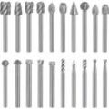 Toolive - 20-teiliges Frässtift-Set, Hartmetall-Frässtift-Set, HSS-Frässtifte, kompatibel mit Dremel, 1/8 Zoll (3 mm) Schaft, Drehwerkzeug für