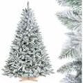 Weihnachtsbaum künstlich 180cm fichte mit Christbaum Holzständer Tannenbaum künstlich mit Natur-Weiss Schneeflocken Made in eu - Fairytrees