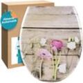 Calmwaters - wc Sitz Blumen-Motiv Wild Flower mit doppelter Absenkautomatik, antibakteriell, abnehmbar, Duroplast Toilettensitz, Schnell-Befestigung,