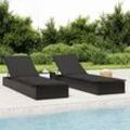 Gartenliege Sonnenliege Relaxliege für Garten, Balkon und Terrrasse mit Auflage Schwarz 201x55x62 cm Poly Rattan DE23372