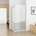 Duschkabine Eckeinstieg 90x80 cm Dusche Falttür 90 mit Seitenwand 80 esg Glas 195cm - Miqu