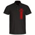 multifanshop® Poloshirt - Stuttgart - Streifen - Druck rot