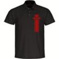 multifanshop® Poloshirt - Frankfurt - Streifen - Druck rot