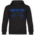 multifanshop Kapuzen Sweatshirt - Darmstadt - Herzschlag - Druck blau - Hoodie