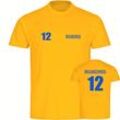 multifanshop Herren T-Shirt - Braunschweig - Trikot Nummer 12 - Druck blau - Männer