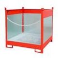 Fass-Stapelpalette Bauer FSP-4 G, Spritzschutzwand 3-seitig, Kap. 4 x 200 l Fässer, rot