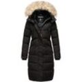 MARIKOO Damen langer Winterjacke Stepp Parka mit abnehmbarer Kapuze Schneesternchen