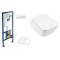 Villeroy & Boch Venticello & ViConnect Komplett-Set spülrandlos, weiß Ceramicplus, mit WC-Sitz