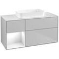 Villeroy und Boch Finion Waschtischunterschrank F701GFGJ 120x60,3x50,1cm, Regal links Glossy white lacquer, Light grey matt