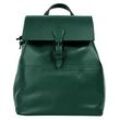 Cityrucksack CLUTY, Gr. B/H/T: 26cm x 31cm x 14cm, grün, Rindsleder, Leder, casual, Rucksäcke, echt Leder, Made in Italy