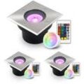 LED Bodeneinbaustrahler flach eckig Edelstahl 230V IP67 - Leuchtmittel: 5W RGB+C...