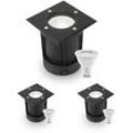 LED Bodeneinbaustrahler Schwarz eckig 230V IP67 - Leuchtmittel: GU10 4W 4000K - ...