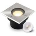 LED Bodeneinbaustrahler flach eckig Edelstahl 230V IP67 - Leuchtmittel: 5W 2700K...