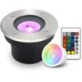 LED Bodeneinbaustrahler FLACH rund Edelstahl 230V IP67 - Leuchtmittel: 5W RGB+CC...