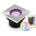 LED Bodeneinbaustrahler flach eckig Edelstahl 230V IP67 - Leuchtmittel: 5W RGB+C...