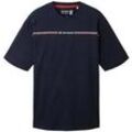 TOM TAILOR Herren T-Shirt mit Print, blau, Logo Print, Gr. M