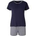 TOM TAILOR Damen Maritimes Pyjama-Set mit Shorts, blau, Gestreift, Gr. 36