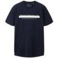 TOM TAILOR DENIM Herren T-Shirt mit Logo Print, blau, Logo Print, Gr. XL