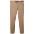 TOM TAILOR DENIM Herren Chino Hose mit Gürtel, braun, Uni, Gr. 30/36