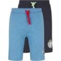 TOM TAILOR Herren Zweierpack Bermudashorts mit Logo Print, blau, Logo Print, Gr. 48/S