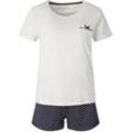 TOM TAILOR Damen Gemustertes Pyjama-Set mit Shorts, blau, Gepunktet, Gr. 36