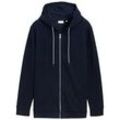 TOM TAILOR Herren Strukturierte Sweatjacke mit Kapuze, blau, Uni, Gr. XXXL