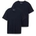 TOM TAILOR DENIM Herren T-Shirt im Doppelpack mit Viskose, blau, Uni, Gr. XL