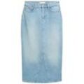 TOM TAILOR DENIM Damen Midi Jeansrock aus recycelter Baumwolle, blau, Uni, Gr. M