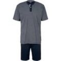 TOM TAILOR Herren Gestreifter Pyjama, blau, Meliert, Gr. 48/S