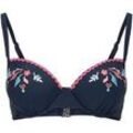 TOM TAILOR Damen Bikini-Top mit Blumenmuster, blau, Geblümt, Gr. 38C