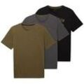 TOM TAILOR Herren T-Shirts im Dreierpack, schwarz, Logo Print, Gr. XXL