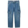 TOM TAILOR Jungen Cargo Jeans mit recycelter Baumwolle, blau, Uni, Gr. 98