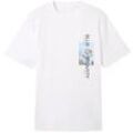 TOM TAILOR DENIM Herren Relaxed T-Shirt mit Print, weiß, Fotoprint, Gr. XS