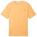 TOM TAILOR Herren T-Shirt mit Leinenanteil, orange, Uni, Gr. XL