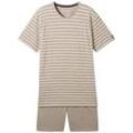 TOM TAILOR Herren Pyjama mit Streifenmuster, grau, Gestreift, Gr. 48