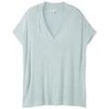 TOM TAILOR Damen T-Shirt mit V-Ausschnitt, blau, Uni, Gr. XS