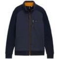 TOM TAILOR Herren Hybrid Sweatjacke mit Stehkragen, blau, Uni, Gr. S