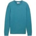 TOM TAILOR Herren Strickpullover mit recyceltem Kaschmir, blau, Uni, Gr. XXL