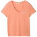 TOM TAILOR DENIM Damen T-Shirt aus Bio-Baumwolle, orange, Uni, Gr. M