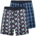 TOM TAILOR Herren Zweierpack gemusterte Bermudashorts, blau, Gemustert, Gr. 48/S