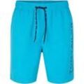 TOM TAILOR Herren Badehose mit großem Schrift-Print seitlich, blau, Print, Gr. S