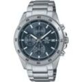 Chronograph CASIO EDIFICE, silber (edelstahlfarben, blau), Armbanduhren, Herren, Quarzuhr, Armbanduhr, Herrenuhr, bis 10 bar wasserdicht, Stoppfunktion