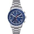 Chronograph FOSSIL "SPORT TOURER" Armbanduhren silberfarben (silberfarben, blau) Herren Quarzuhr, Armbanduhr, Herrenuhr, Stoppfunktion, Datum,Edelstahlarmband