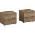 Nachtkommode RAUCH "Base", braun (eiche artisan), B:40cm H:36cm T:40cm, Holzwerkstoff, Sideboards, 2er-Set, optional in moderner Hochglanz-Front