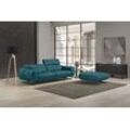 2,5-Sitzer EGOITALIANO "Gloria, super bequem und hochwertige Verarbeitung, edles Design", blau (teal), B:236cm H:96cm T:109cm, Sofas, beidseitig verstellbare Rückenelemente, mit Metallfüßen