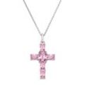 Kette mit Anhänger GIORGIO MARTELLO MILANO "Anhänger Kreuz mit Zirkonia oder Kristallstein, Silber 925", rosa, Halsketten, Damen, 45cm, Silber 925 (Sterlingsilber)