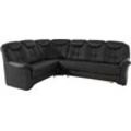 Ecksofa EXXPO - SOFA FASHION "Isabel, klassisch moderne hohe Rückenlehne für mehr Komfort, L-Form", schwarz, B:258cm H:92cm T:90cm, Kunstleder SOFTLUX, NaturLEDER (echtes Rindsleder) in Sitz und Rücken. Korpus in passendem Kunstleder SOFTLUX bezogen, Sofas, bequemer Federkern, wahlweise mit Bettfunktion und Bettkasten