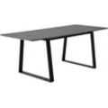 Esstisch HAMMEL FURNITURE "Meza Designtisch mit Auszugsfunktion und 2 Einlegeplatten" Tische Gr. B/H/T: 165cm x 73,5cm x 90cm, Einlegeplatten, grau (graphit, schwarz) abgerundete Tischplatte MDF, Trapez Metallgestell