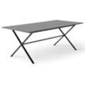 Esstisch HAMMEL FURNITURE "Meza Designtisch mit Auszugsfunktion und 2 Einlegeplatten", grau (graphit, schwarz), B:210cm H:73,5cm T:100cm, Tischplatte: Graphit nanobehandeltes Fenix-Laminat (schwarzer Rand), Gestell: Pulverbeschichtetes schwarzes Metall, RAL9005 matt, Mit nanobehandeltem Laminat, einer matten, seidigen Oberfläche, die Fingerabdrücke abweist und langlebig und hygienisch ist, Mit nan