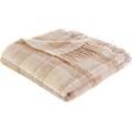 Plaid LEGER HOME BY LENA GERCKE "Sinja", braun (taupe), B:140cm L:190cm, Wolle, Polyacryl, Polyester, Wohndecken, mit Fransen, Kuscheldecke